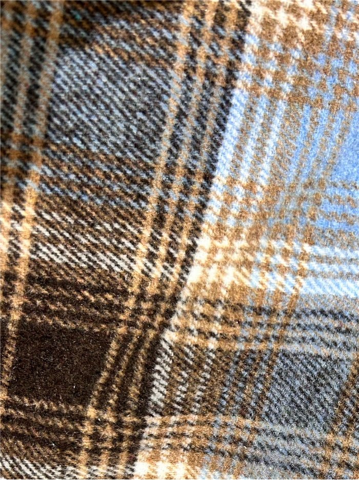 Checked belted cape with faux fur collar