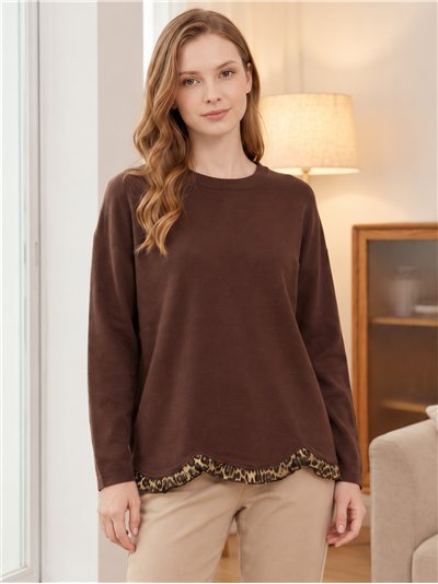 Pullover mit Tiermuster und niedrigem Ausschnitt