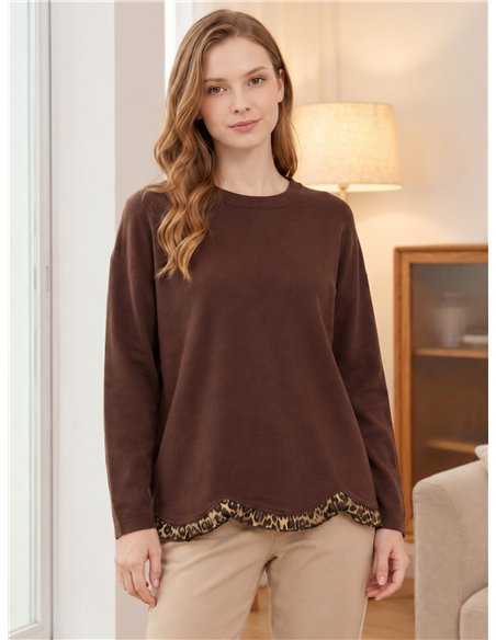 Pullover mit Tiermuster und niedrigem Ausschnitt