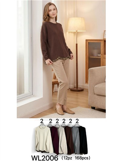 Pullover mit Tiermuster und niedrigem Ausschnitt 2