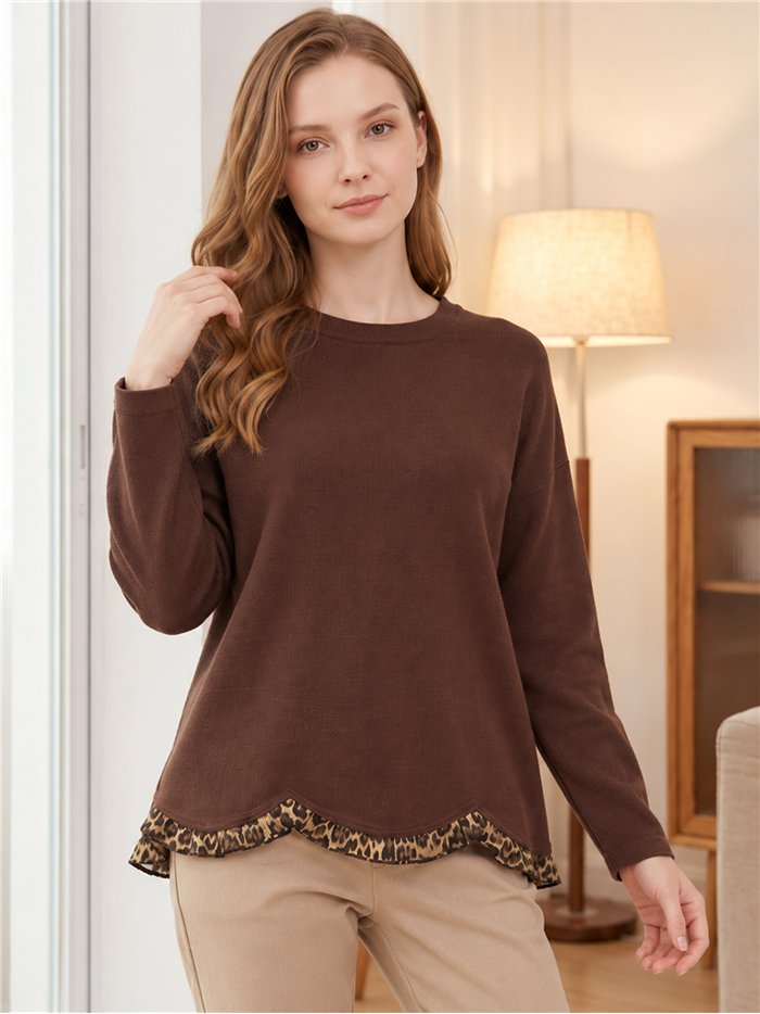 Pullover mit Tiermuster und niedrigem Ausschnitt
