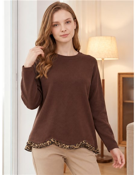 Pullover mit Tiermuster und niedrigem Ausschnitt