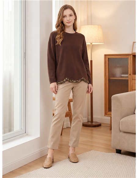 Pullover mit Tiermuster und niedrigem Ausschnitt