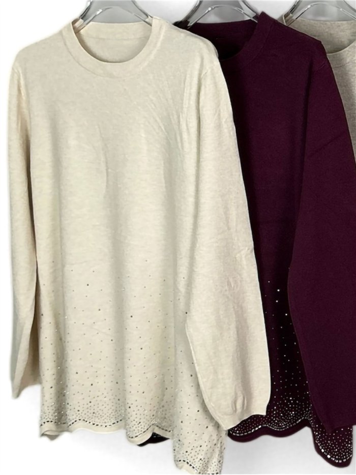 Strassbesetzter Jersey und gewellter Saum