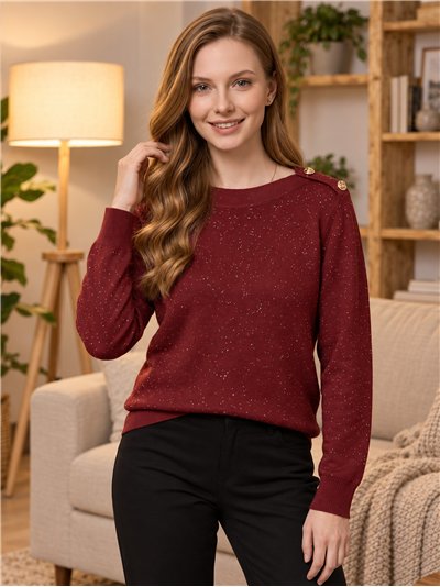Strasspullover mit Knöpfen an den Schultern
