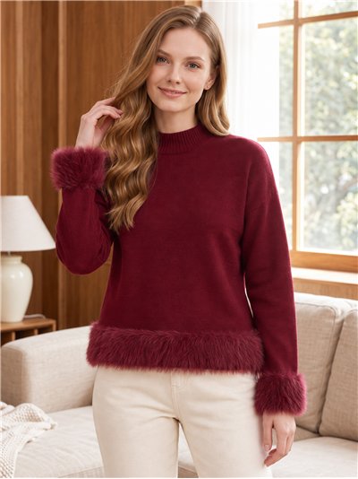 Jersey cuello alto con pelo
