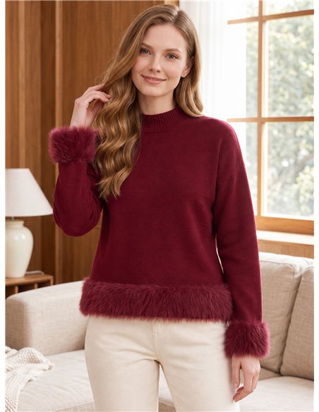 Jersey cuello alto con pelo