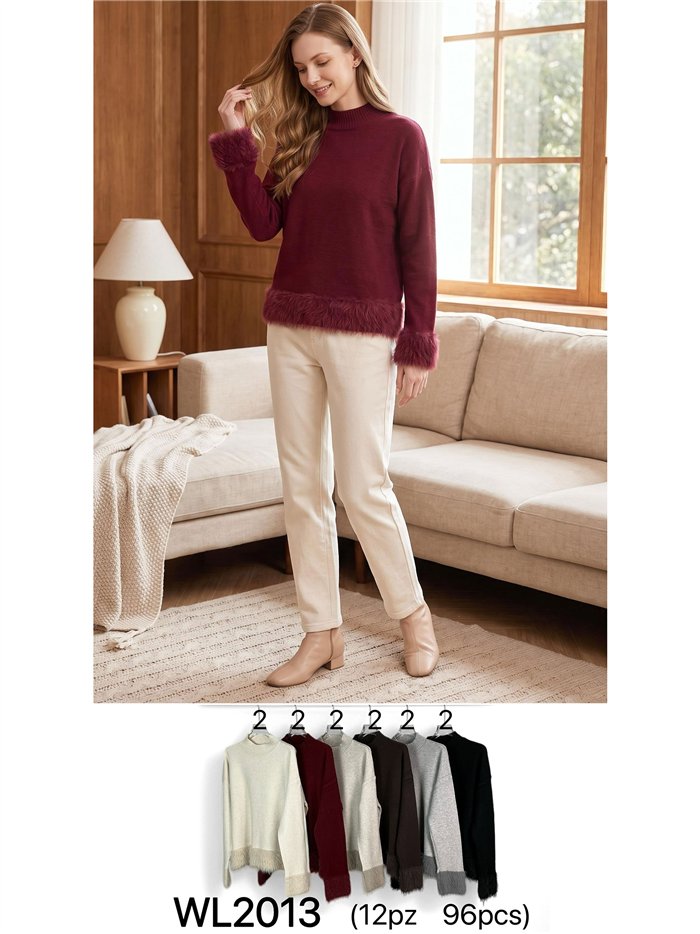 Jersey cuello alto con pelo
