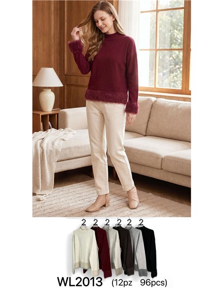 Jersey cuello alto con pelo