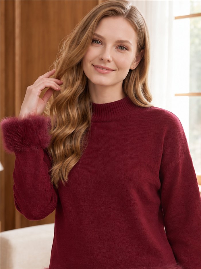 Jersey cuello alto con pelo