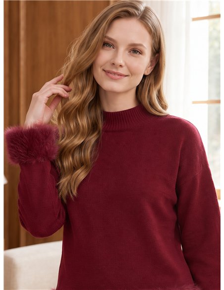 Jersey cuello alto con pelo