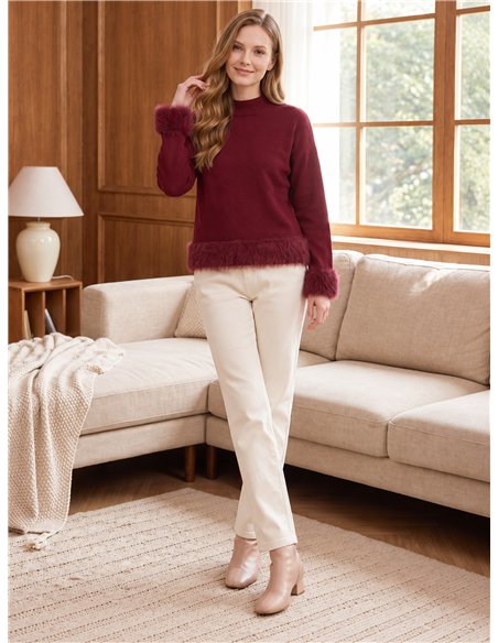 Jersey cuello alto con pelo