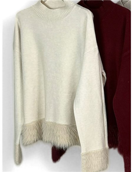 Jersey cuello alto con pelo