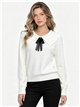 Statement collar bow knit sweater