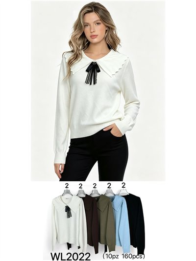 Statement collar bow knit sweater 2