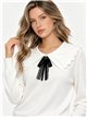 Statement collar bow knit sweater