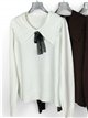 Statement collar bow knit sweater
