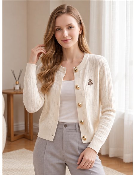 Gilet tressé à boutons bijoux