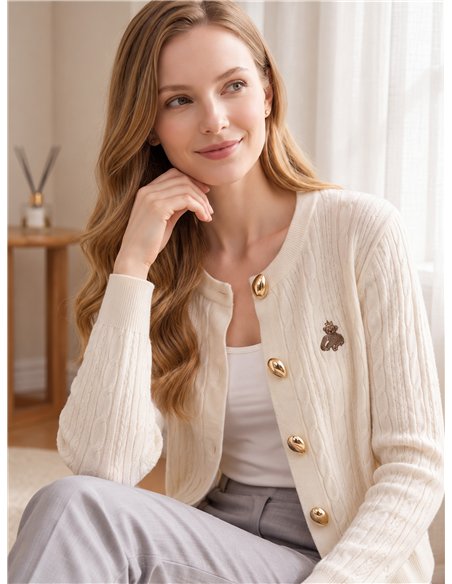 Gilet tressé à boutons bijoux