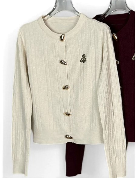 Gilet tressé à boutons bijoux