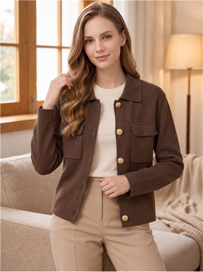 Strickjacke mit Taschen und Schmuckknöpfen