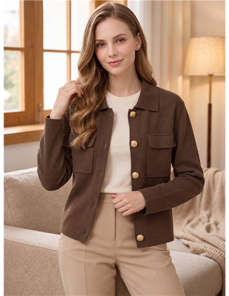 Strickjacke mit Taschen und Schmuckknöpfen