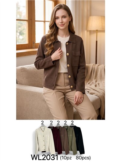 Strickjacke mit Taschen und Schmuckknöpfen 2