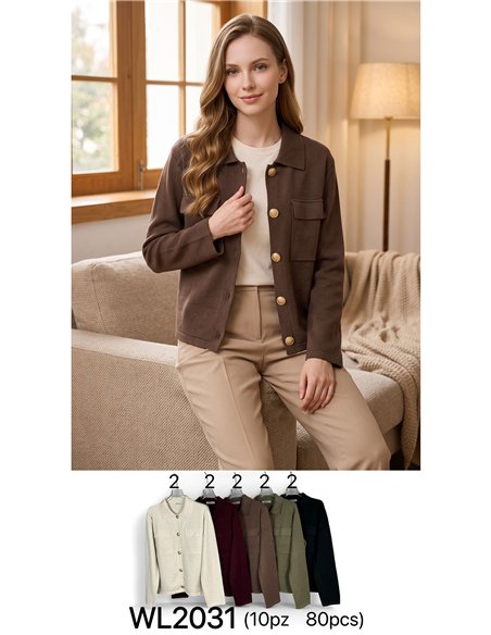 Strickjacke mit Taschen und Schmuckknöpfen