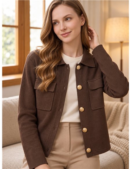 Strickjacke mit Taschen und Schmuckknöpfen