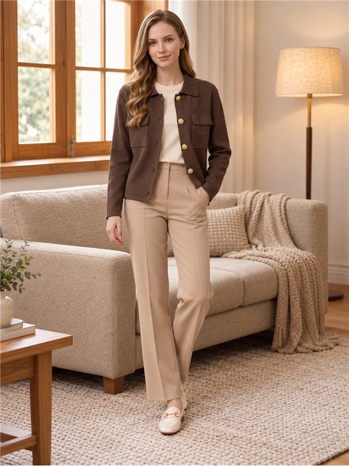 Strickjacke mit Taschen und Schmuckknöpfen