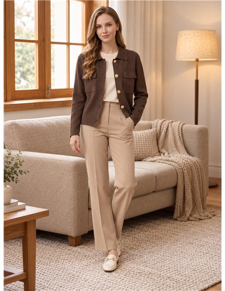 Strickjacke mit Taschen und Schmuckknöpfen