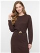 Belted midi knit dress