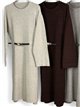 Belted midi knit dress