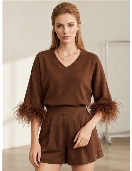 Kurzärmeliger Daunenpullover