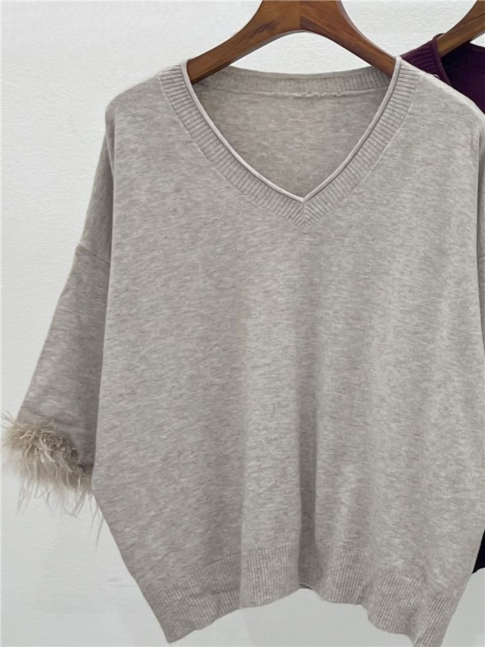 Kurzärmeliger Daunenpullover