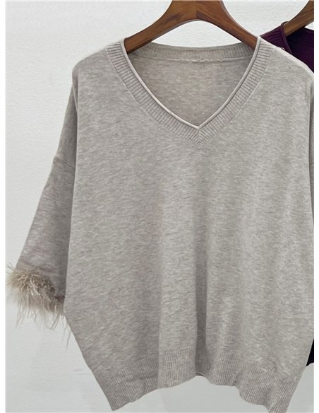 Kurzärmeliger Daunenpullover
