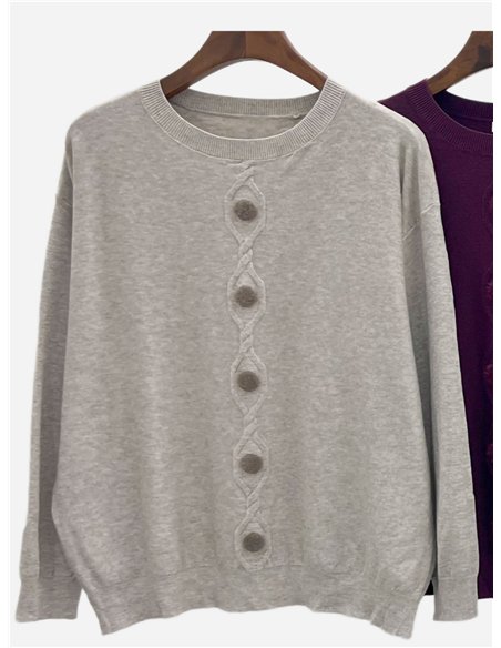 Jersey trenza central y pompones