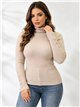 Jersey de canalé cuello alto y manga botones
