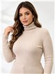 Jersey de canalé cuello alto y manga botones