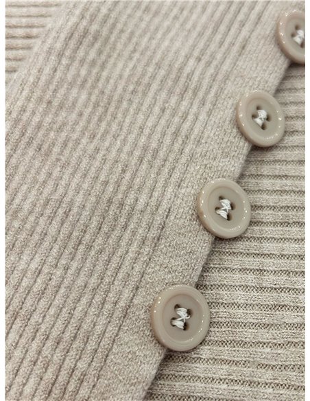 Jersey de canalé cuello alto y manga botones