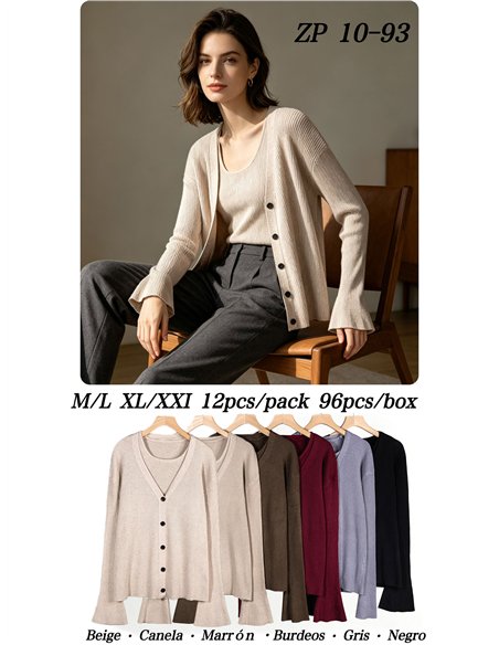 Conjunto de cárdigan y top de canalé