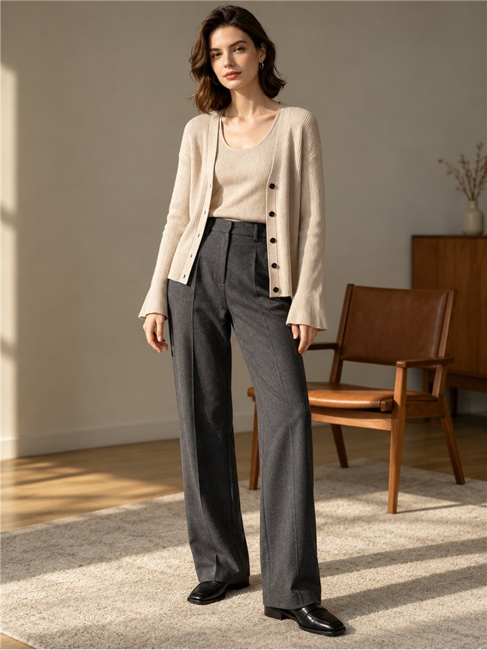 Conjunto de cárdigan y top de canalé