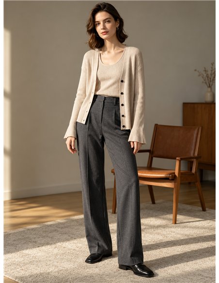 Conjunto de cárdigan y top de canalé