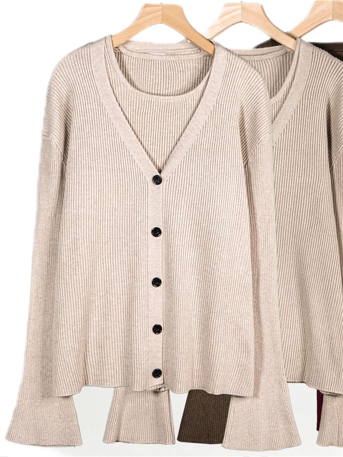 Conjunto de cárdigan y top de canalé