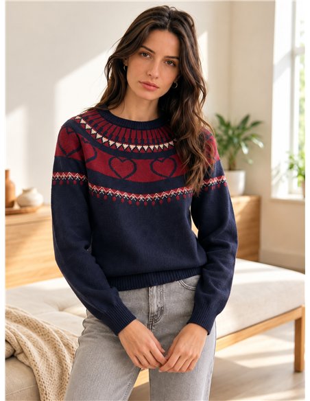 Jersey jacquard corazones
