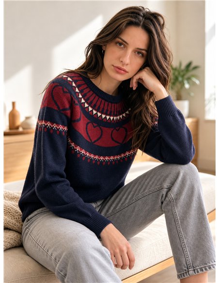 Jersey jacquard corazones