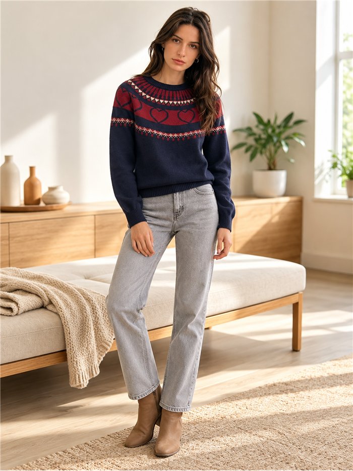 Jersey jacquard corazones