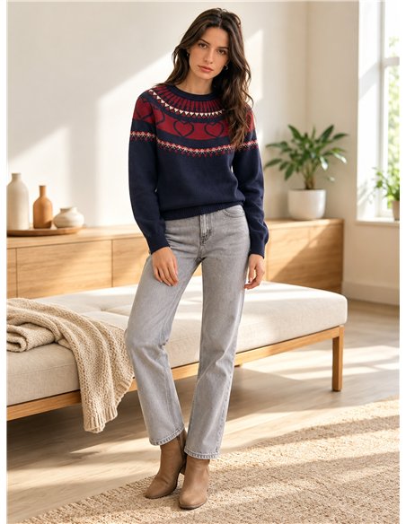 Jersey jacquard corazones