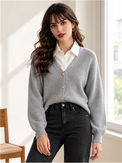 Cardigan con bottoni effetto camicia
