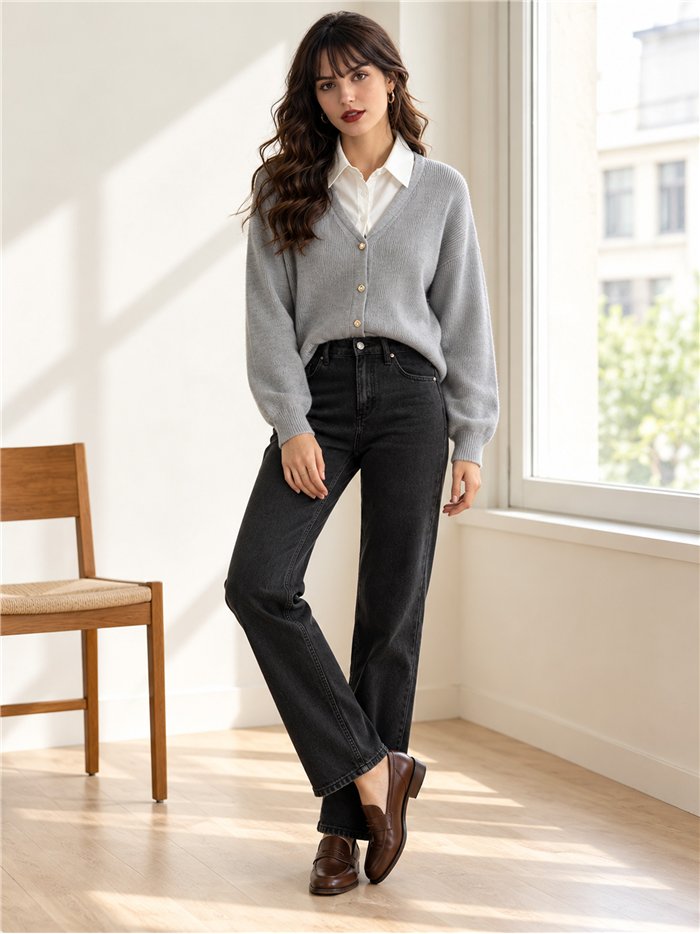 Cardigan con bottoni effetto camicia